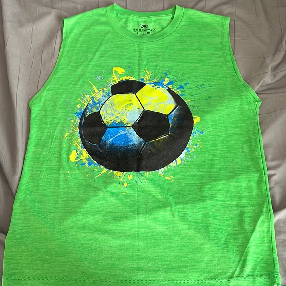 Tek Gear Green and Yellow Athletic Tank Top